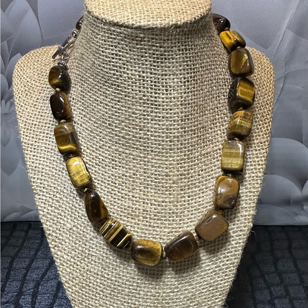 Tiger’s Eye Necklace with 935 Toggle Clasp
